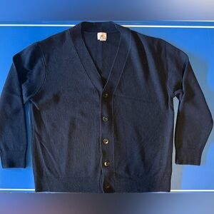 H&M Premium 100% Wool Navy Blue Cardigan Size XL Machine Washable Relaxed Fit
